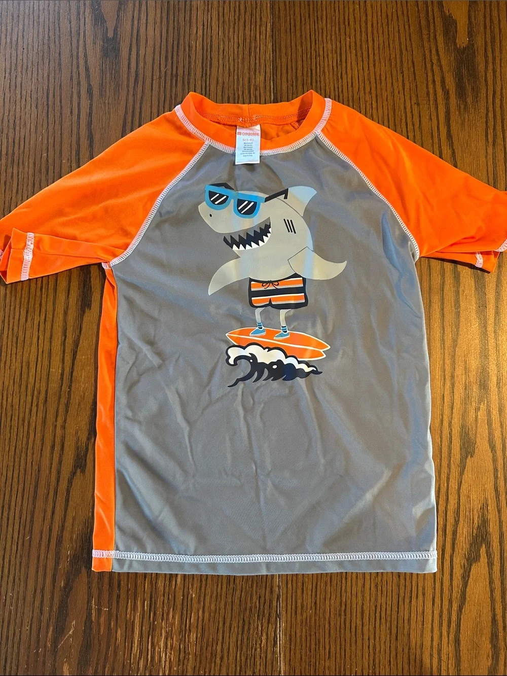 Gymboree Orange & Gray Shark Surf Rashguard